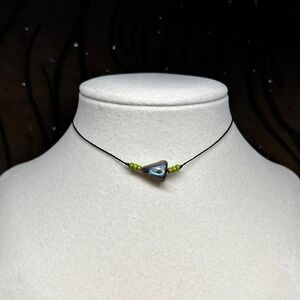 Abalone shell czech glass beaded ainty boho chic necklace cord adjustable earthy